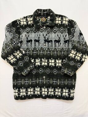 Sunbuster Fleece Ladies Outdoor Winter Jacket Coat Large Aztec Snowflake Deer